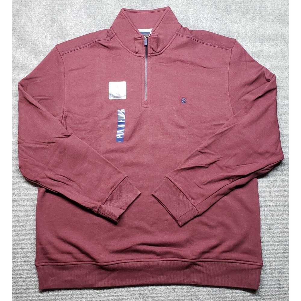 Izod Advantage Sweatshirt Mens XL Red High Neck Long Sleeve Stretch 1/4 Zip New